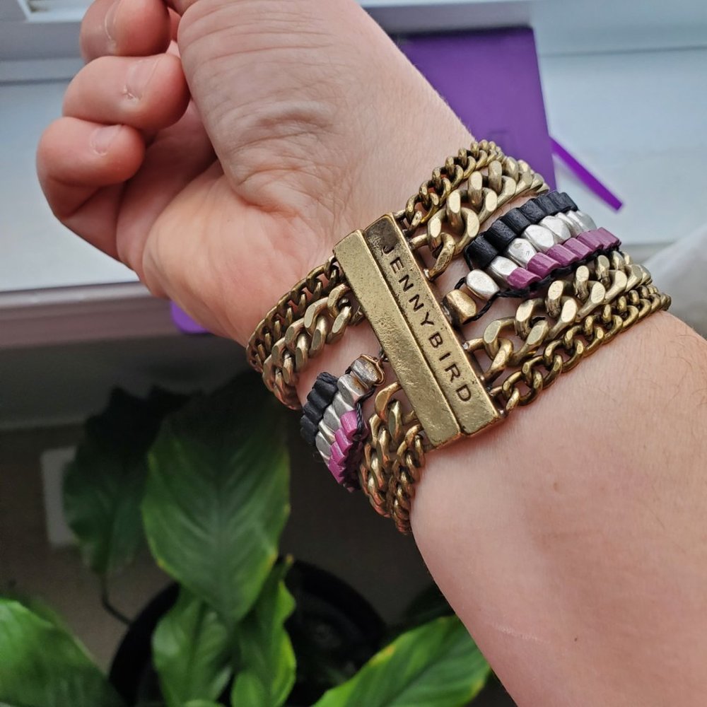 Jenny Bird Austin Cuff Bracelet |  Mixed Metals Chain Cuff Magnetic Closure